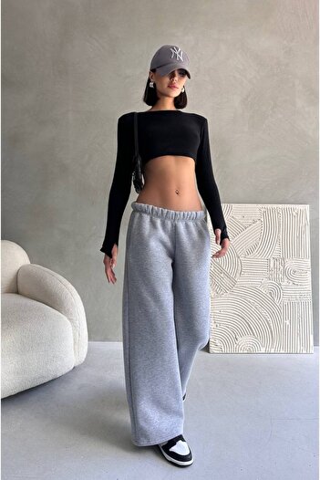 aziso Women's 3 Thread Ribbed Loose Fit Sweatpants