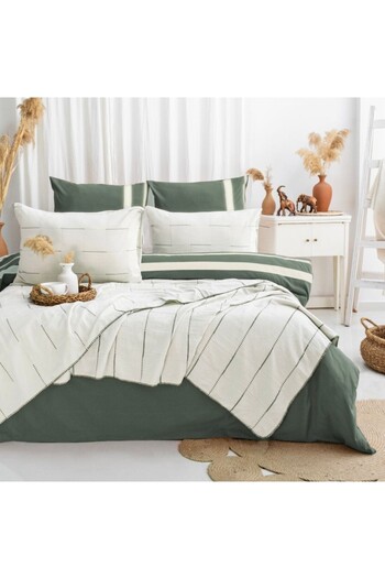Şaheser Muslin blanket 240x260cm + 2 pillowcases, Steva Verde