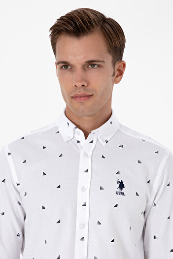 U.S. Polo Assn. Men's White Long Sleeve Shirt 50316561-Vr013