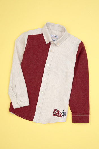 U.S. Polo Assn. Boy's Burgundy Long Sleeve Shirt 50316683-Vr177