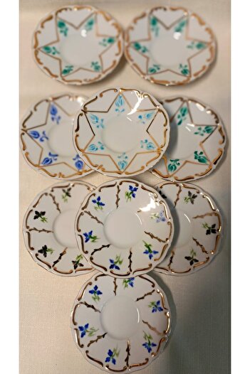 BY.RAYKA PORSELEN El Dekor Porcelain Hand Painted 9-Piece Mixed Tea Set (No Refund)