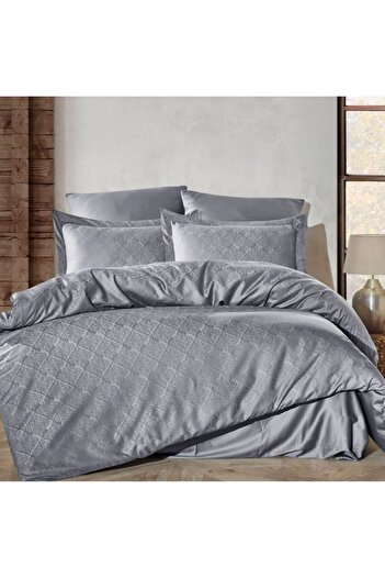 Şaheser Luxury satin jacquard bed linen, Saheser, Harley Dark Grey