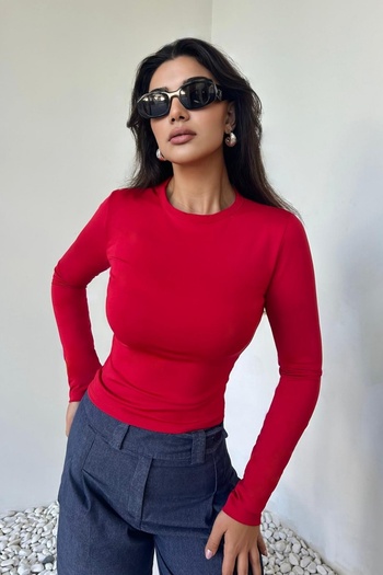 DİONNA Crew neck basic long sleeve bodysuit