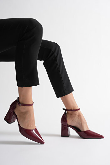 EMOYRA Doren burgundy patent leather women's high heel shoes