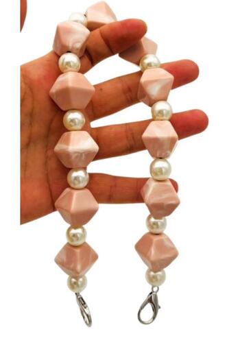 angel çanta aksesuar 40 cm Powder Color Pearl Bag Handle with Hook