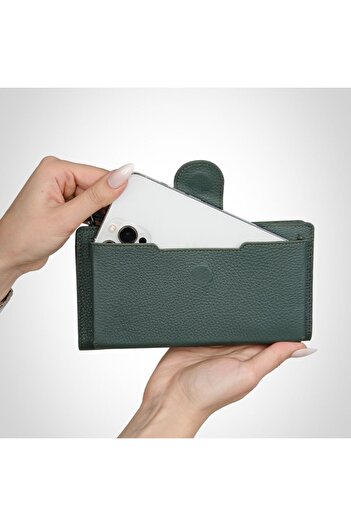 MFT Leather Design Genuine Leather Women's Wallet |   Bulgari 1232 Flother Matte Dark Green