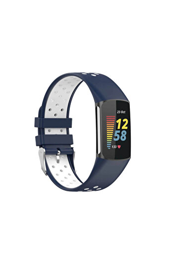 Edman Brățară sport pentru Fitbit Charge 5, albastră/albă