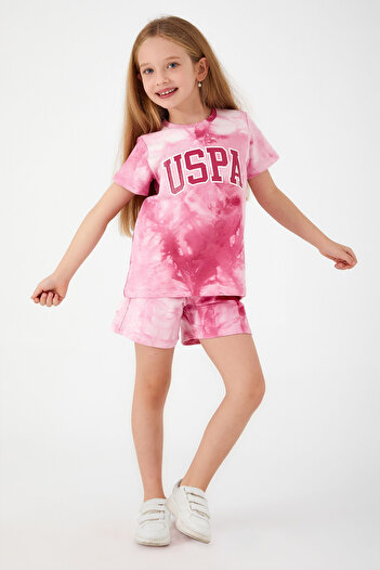 U.S. Polo Assn. U.S. Polo Assn Pink Font Detail Light White Girls' Shorts Set
