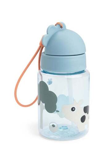 Done By Deer Straw Bottle Tiny Farm Blue - Leakproof Sippy Bottle With Straw For Kids