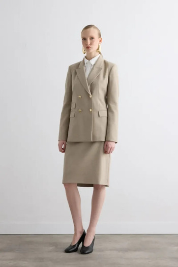 Gusto Kaşe Pen Skirt - Beige