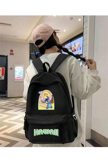 DEEFWEAR Black Stitch Hawaii Days Printed Course, Tutoring, Study School Backpack