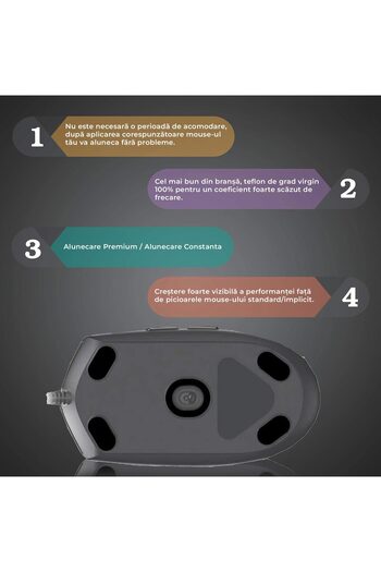 PadForce Mouse Feet for Logitech Mouse G102, G203, smooth gliding, replacement mouse feet, Gaming, Office