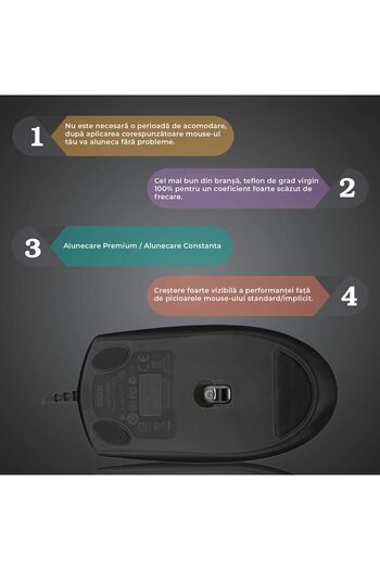 PadForce Mouse Feet for Logitech Mouse G90, G100s, smooth gliding, replacement mouse feet, Gaming, Office