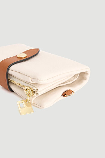 Gusto Zippered Soft Leather Mini Wallet - Ecru