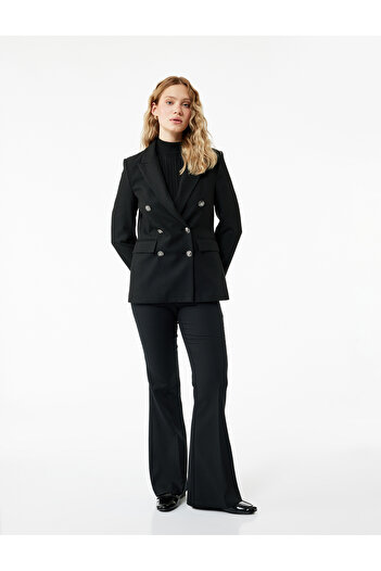 Koton Slim Fit Standard Waist Pocketed Wide Spanish Leg Fabric Trousers