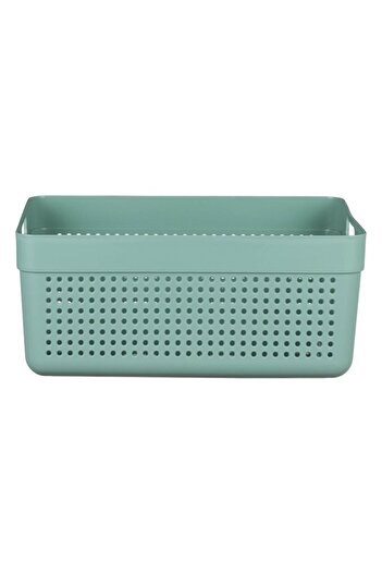 SHOPIENS Storage Basket Shopiens® Green Mint with Perforated Model and Handles, 32x23x14 cm/10L
