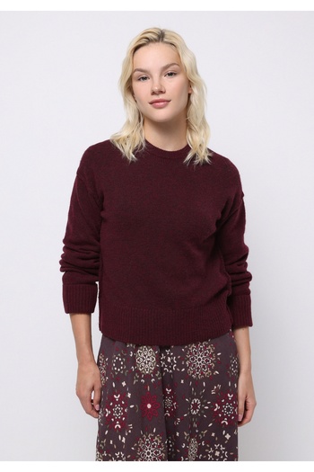 Colin's Regular Fit Round Neck Plain Women's Purple Sweater