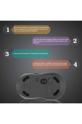 PadForce Mouse Feet for Logitech Mouse M650, M650L smooth gliding, replacement mouse feet, Gaming, Office