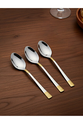 Bisbell 3-Piece Gold & Silver Stainless Steel Tea Spoon Set - Elegant Luxury Cutlery,BB3799