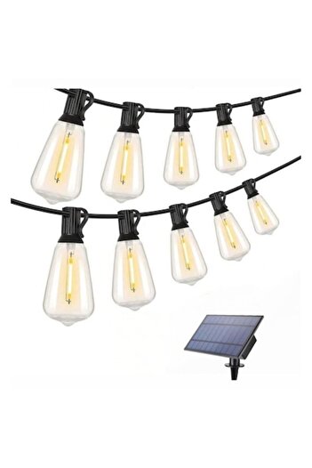 OEM Solar LED Garland with 10 Retro Bulbs - Decorative Lights with 8 Modes, Waterproof, Ideal for Garden
