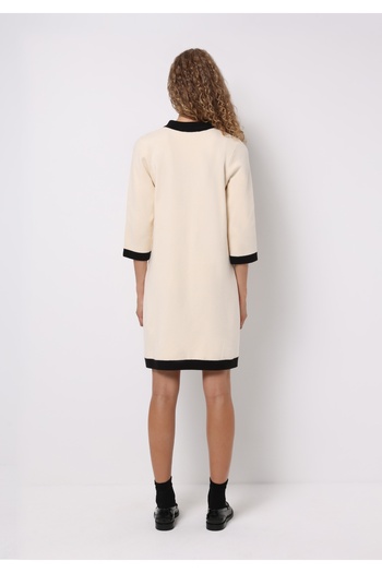 Colin's Regular Fit Plain Women's Ecru ¾ Sleeve Dress