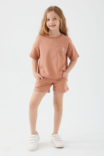 U.S. Polo Assn. U.S. Polo Assn Plain Open Naive Dusty Rose Girls' Shorts Set