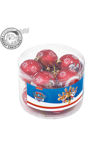PATRULA CATELUSILOR Set of 10 red Paw Patrol Christmas 6cm globes