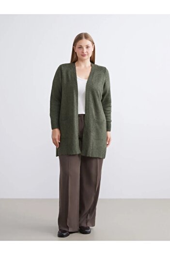 LC Waikiki Lcwaikiki Classic Shawl Collar Women's Knitwear Cardigan Plus Size