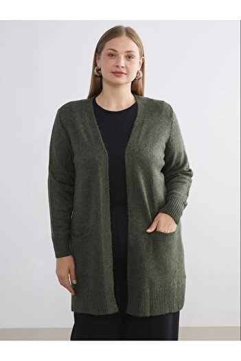 LC Waikiki Lcwaikiki Classic Shawl Collar Women's Knitwear Cardigan Plus Size