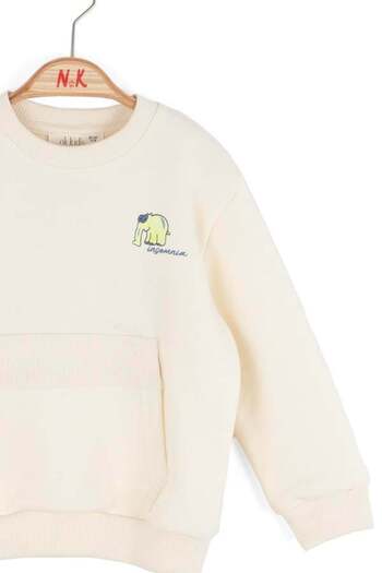 NK Baby Boy Elephnat Sweatshirt 1-4 Years Cream