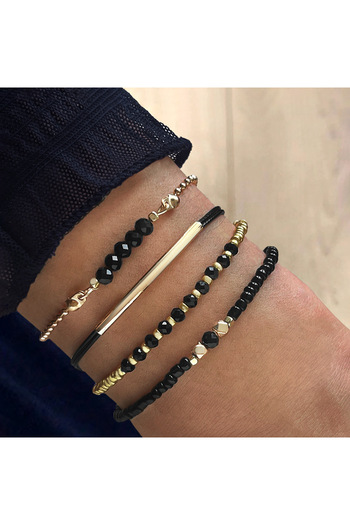 Tessero Set of 4 Luxury bracelets, cord type model, adjustable size, 18K gold plated,