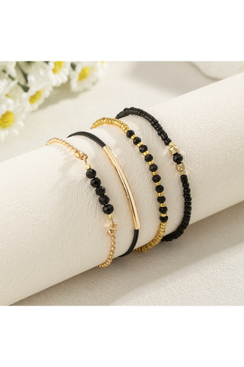 Tessero Set of 4 Luxury bracelets, cord type model, adjustable size, 18K gold plated,