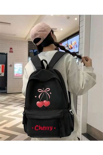 DEEFWEAR Ribbon Cherry Double Printed Course, Tutoring, Study School Backpack