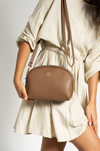 By Hakan Sn 1298 Two Compartment Women's Handbag Shoulder Crossbody Bag Mink