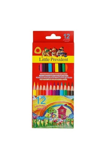 SHOPIENS Set Triangular Thin Colored Pencils with Sharpener 12 Pieces for School