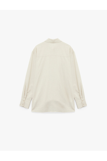 Koton Regular Fit Long Sleeve Classic Collar Pocket Linen Blend Shirt