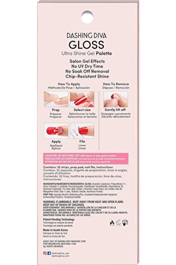 DASHING DIVA Gloss Nail Strips – Glitter Glamour | 32 Gel Nail Wraps + Prep Pad & File | Long-Lasting, UV-Free