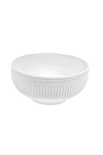 SHOPIENS Shopiens® porcelain serving bowl, white, carved with lines, 700 ml