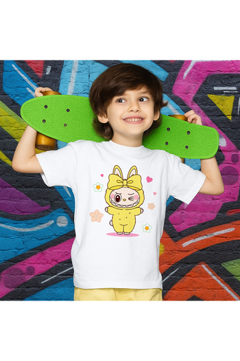 OEM Unisex white T-shirt with Labubu print, 100% cotton, white, 504