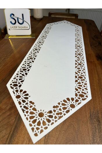 EHA LAZER White Fabric Runner