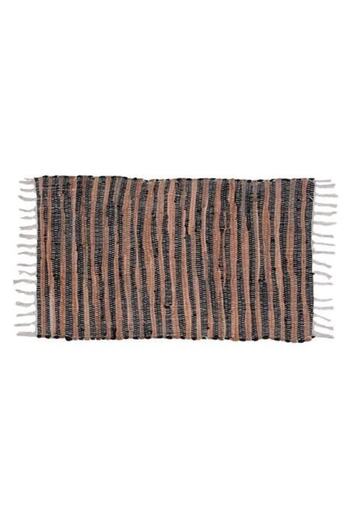 SHOPIENS Decorative woven rug Shopiens® cotton polyester brown/black with short fringes 80 x 50 cm