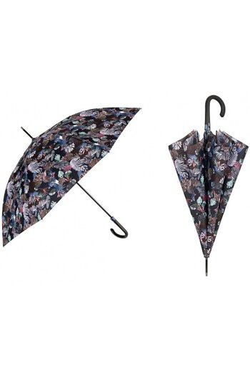 Perletti Umbrella for Women Monstera Camouflage, Wind Resistant, 112 cm