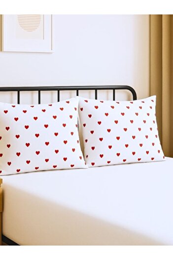 MamCrazy Amour 100% Cotton Pillowcase – Heart Pattern Set of 2