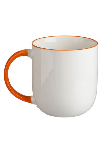 OEM Ecru Ceramic Mug with Orange Handle "Hello Fall" 510ml