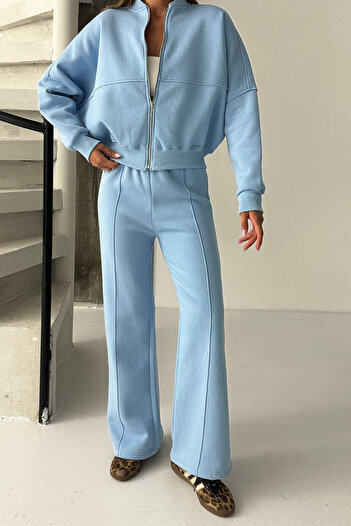 XXL BUTİK Women's 3-Thread Ribbed Oversize Tracksuit Set Nbg105