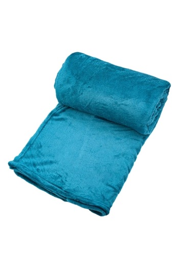 SHOPIENS Double Velvet Blanket Plus Shopiens®, Petrol Blue, 230 x 220 cm