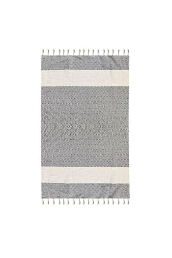 SHOPIENS Hamam Beach Towel Shopiens®, Gray White with White Tassels, 180x100 cm