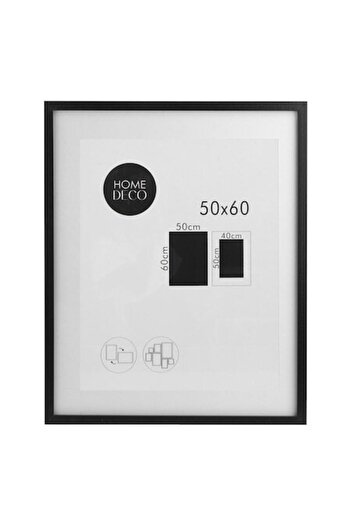 SHOPIENS Decorative Picture Black MDF Wood Frame with Glass Mat 54x64cm