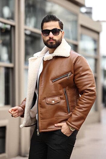 BASEL.CO Ανδρικό δερμάτινο παλτό Premium Shearling - Ειδικό Σχέδιο με Γούνα