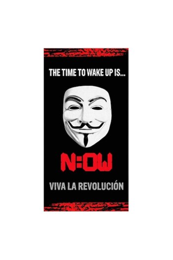 SHOPIENS Cotton Beach Towel Shopiens®, Black with Anonymous Print, 140 x 70 cm
